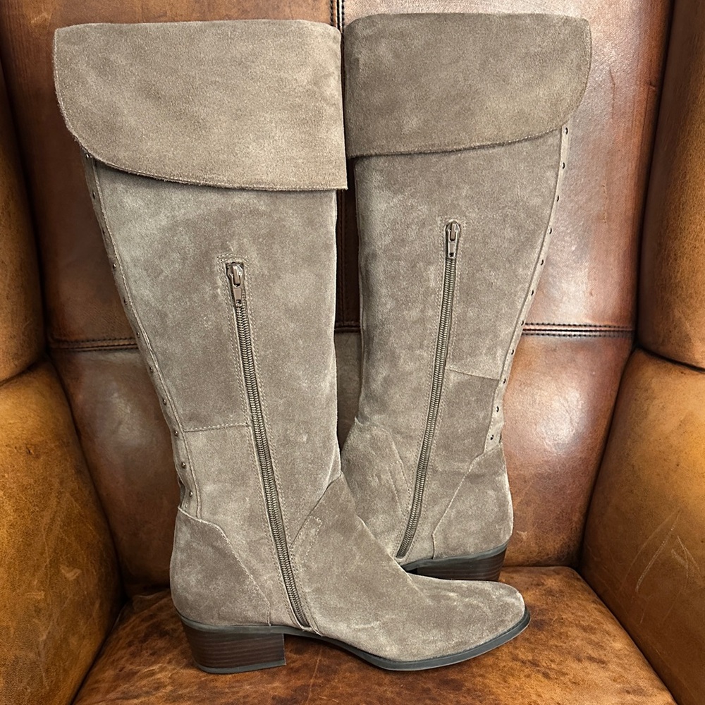 Vince Camuto Taupe Heeled Boots - Picture 8 of 11